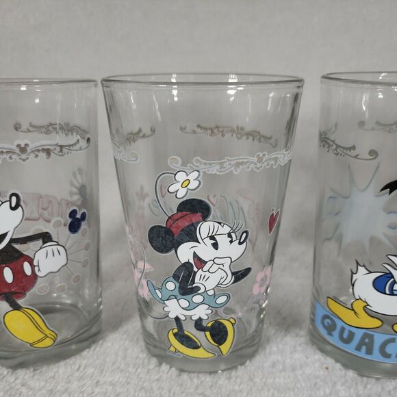 Disney Mickey Mouse Minnie Donald Duck Goofy Vintage Juice Glasses Rare Uncommon - Picture 4 of 12